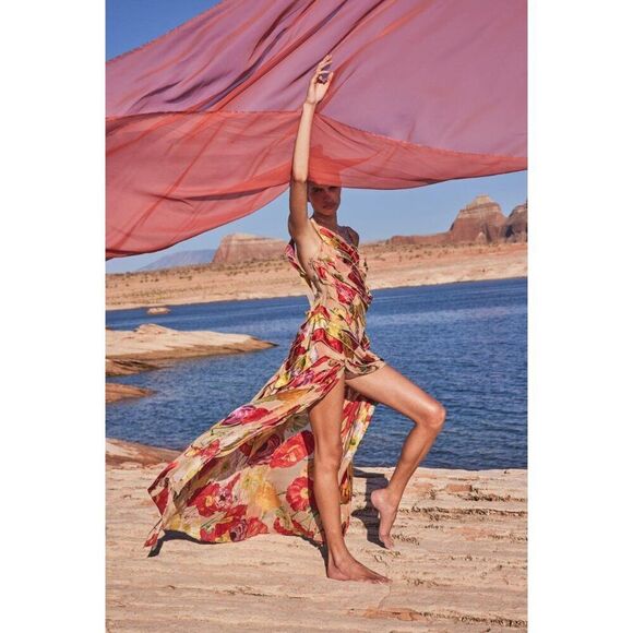 NWT Cult Gaia Whitney Gown Silk Floral Tiered Maxi Dress Size XS - Picture 3 of 13